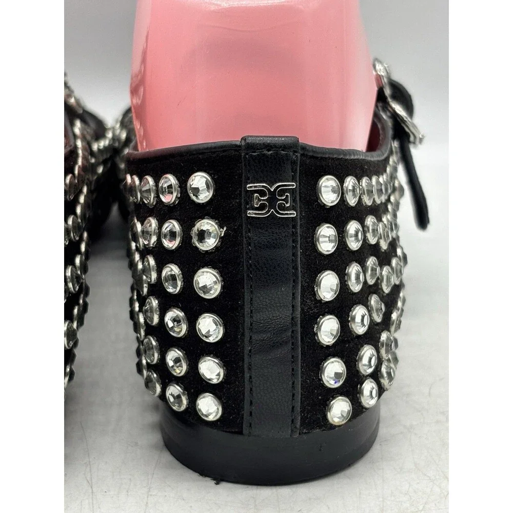 Sam Edelman Michaela Gem Mary Jane Flats Womens Size 8 Black Studded